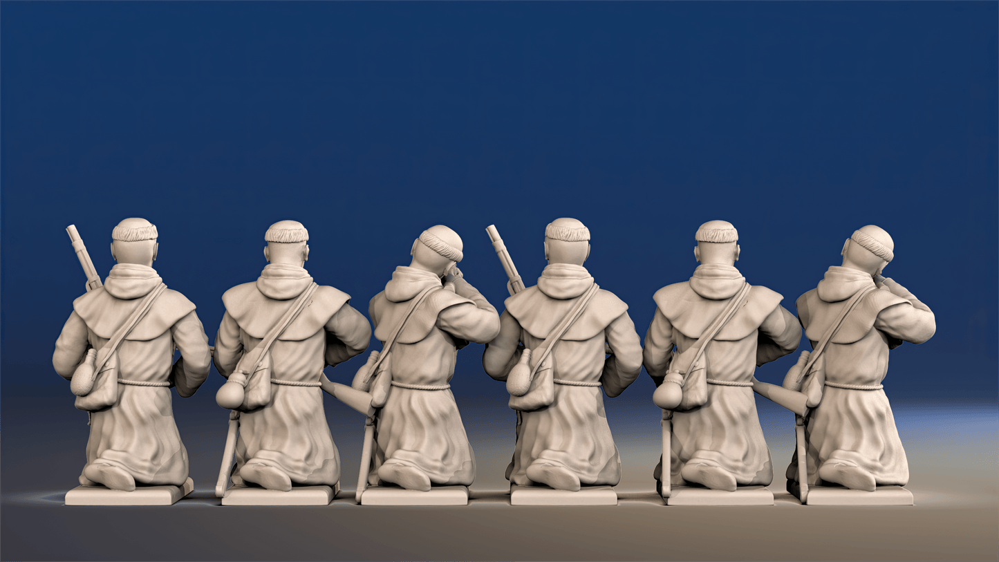 Peninsular War Spanish Guerrillas with Monk - Kneeling, Loading and Firing