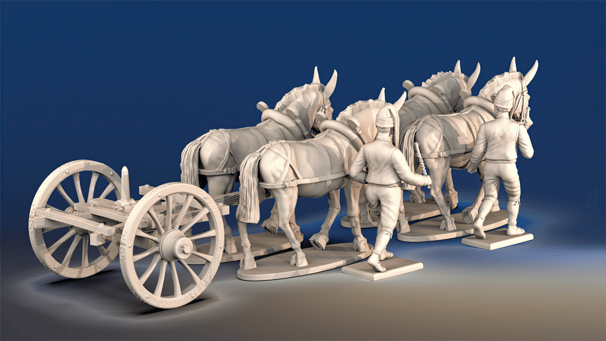 Spanish artillery 4-mule limber rear view