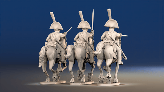 Napoleonic Spanish Dragoons galloping rear view