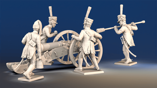 Spanish horse artillery loading gun crew rear view