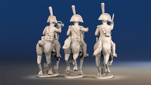 Spanish light dragoons galloping command rear view