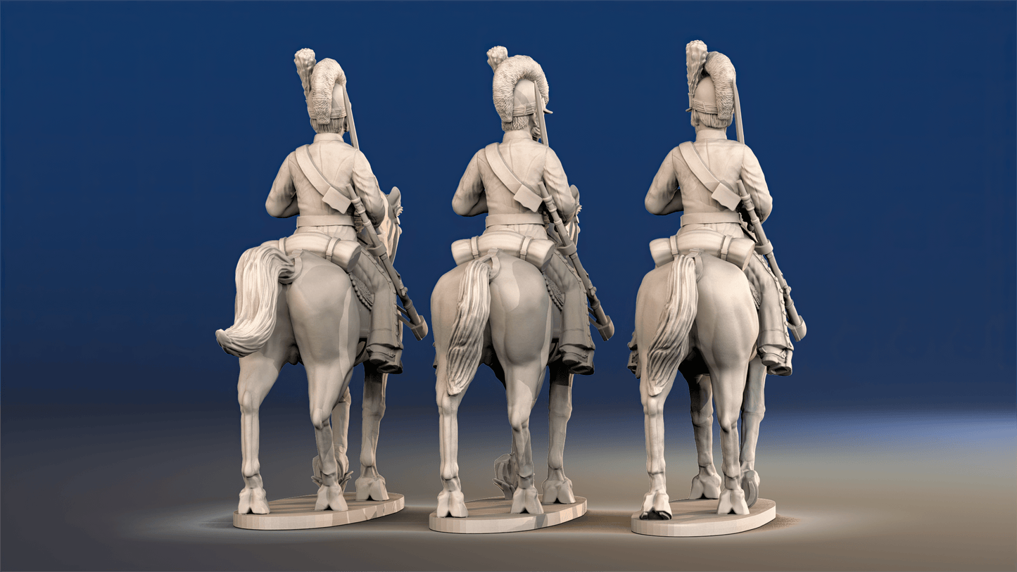 Spanish cavalry Tarleton helmet trotting rear view