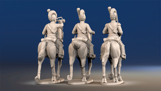 Spanish cavalry Tarleton helmet trotting command rear view