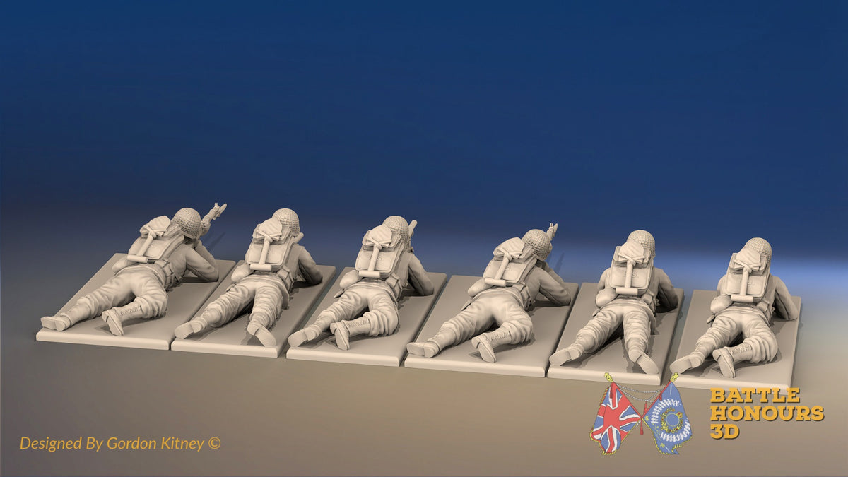 WW2 US Infantry Prone miniature figures rear view