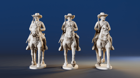 American Civil War Union cavalry trotting in sack coats with swords rear view