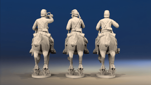 Union cavalry galloping shell jacket command with pistol rear view