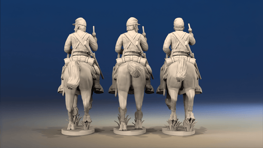 Union cavalry galloping shell jacket kepi with pistol rear view