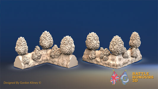 Hedgerow Corner Terrain Set – Thin Bush (Bocage, Normandy) (WW2)