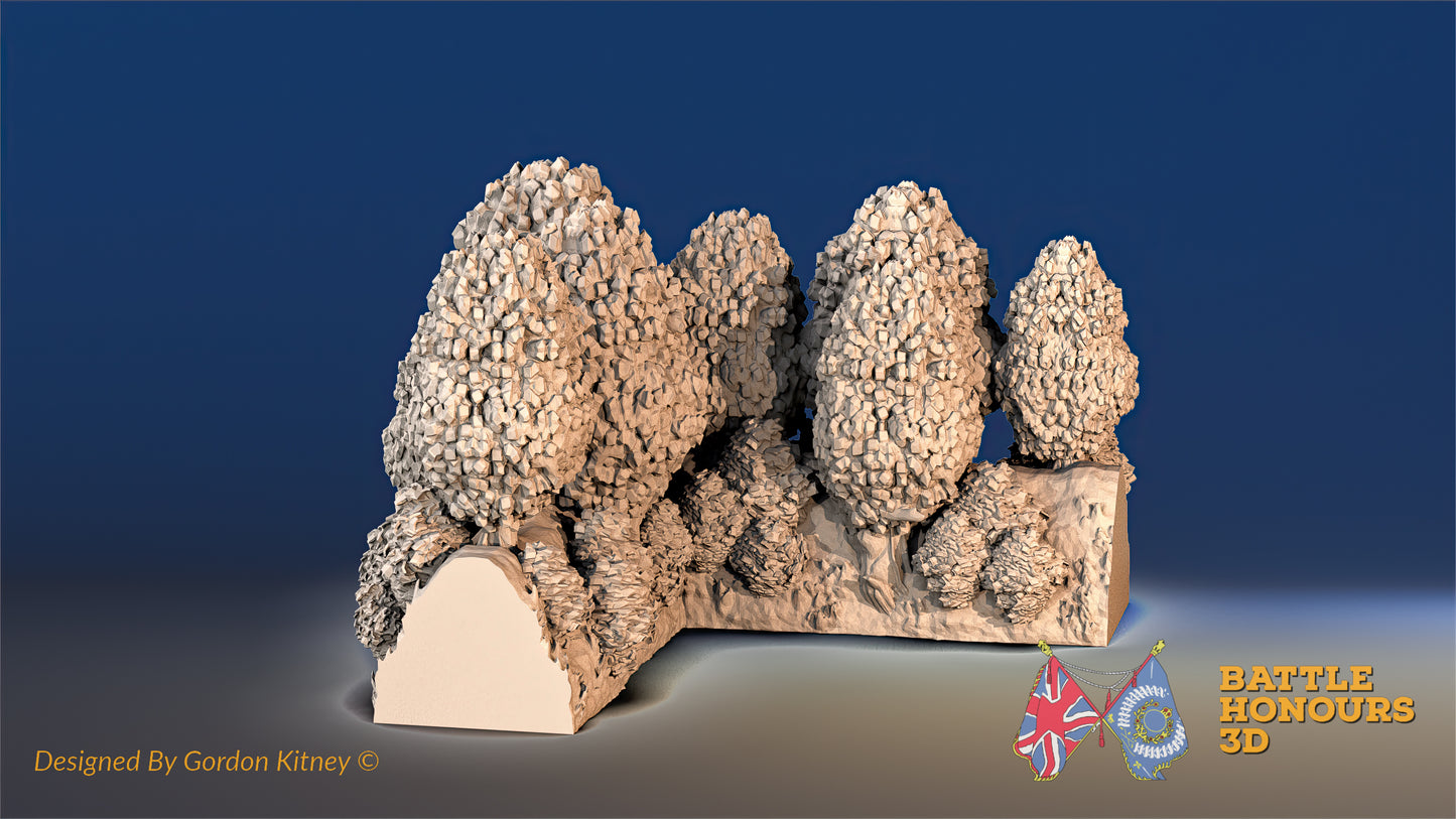 Hedgerow Corner Terrain Set – Thick Bush (Bocage, Normandy) (WW2)