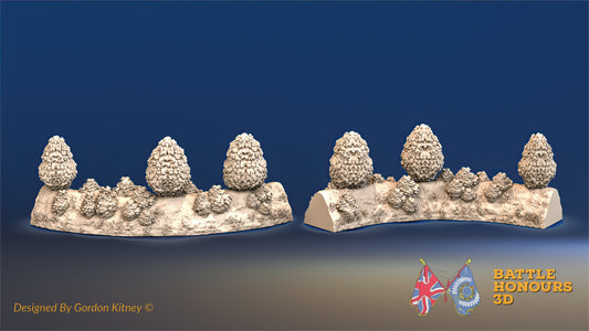 Hedgerow Curve Terrain Set – Thin Bush (Bocage, Normandy) (WW2)