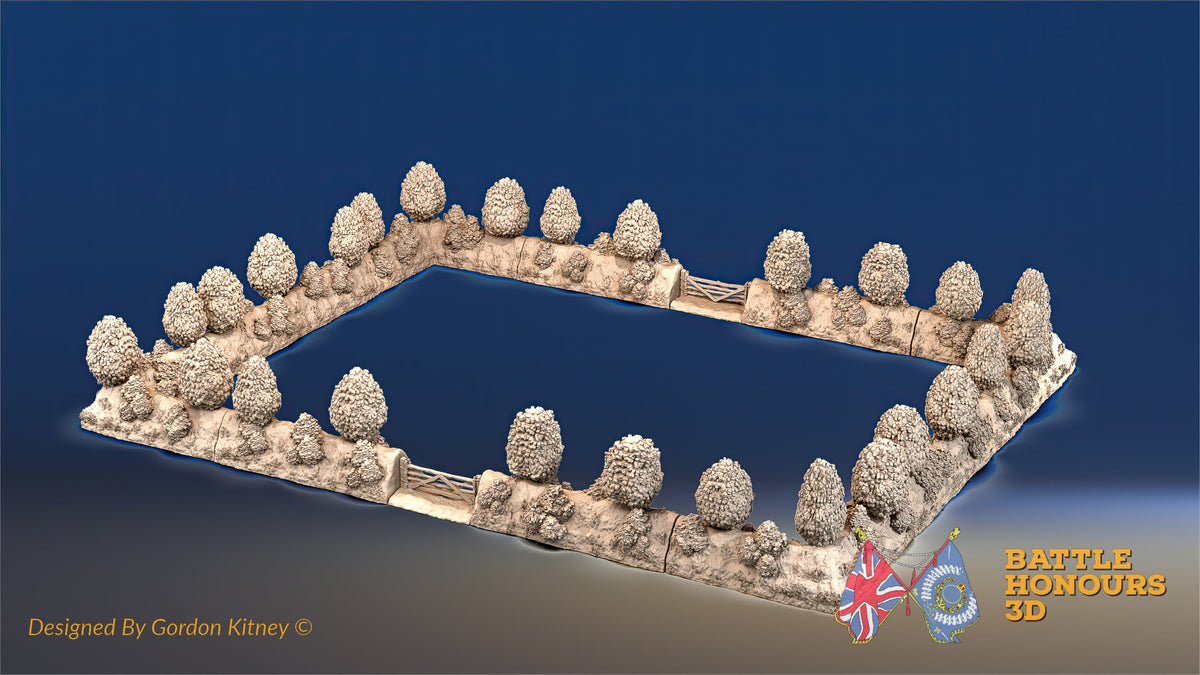 WW2 Normandy thin bush rectangular bocage enclosure render