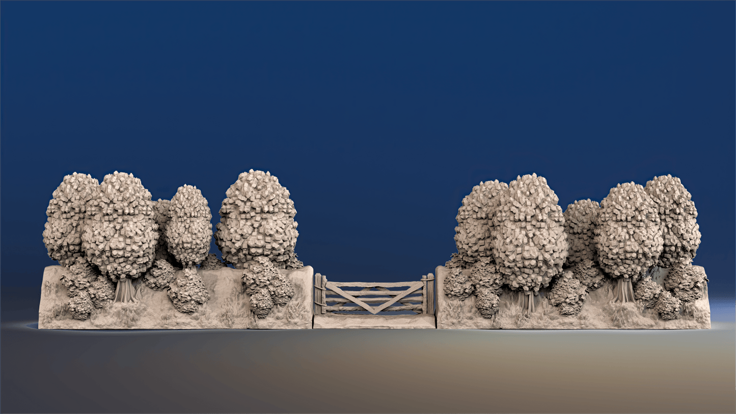 WW2 Normandy thick bush bocage hedgerow gate alternate render