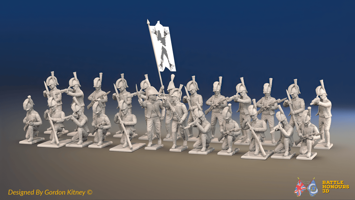 Napoleonic Spanish Cazadores Battalion Firing Line - Gaiters - 24 figures, front view