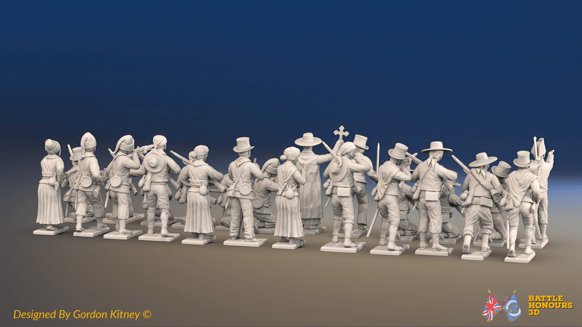 Peninsular War Spanish Guerrilla Battalion Firing Line - Advancing Women - 24 figures, rear view