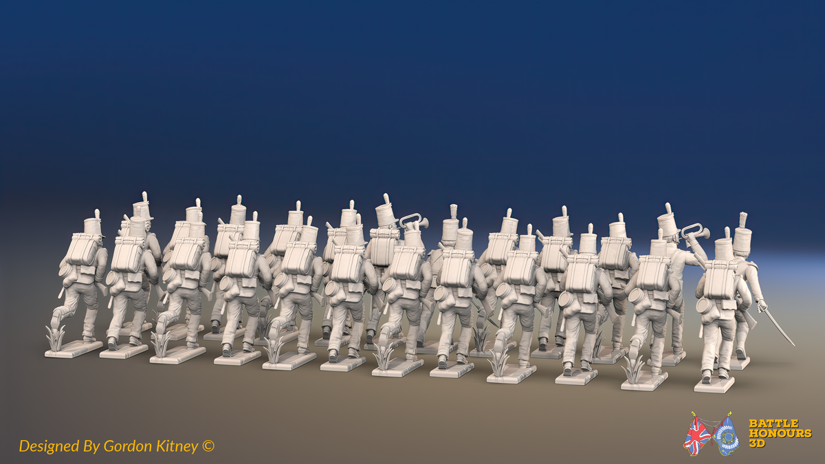 Napoleonic Portuguese 3rd Caçadores Battalion Advancing - With Backpacks - 24 figures, rear view
