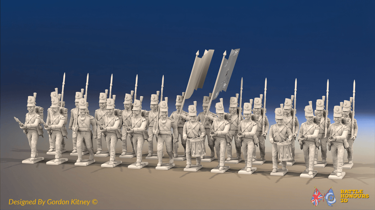 Napoleonic Portuguese Line Infantry Battalion Advancing - Belgic Shako - 24 figures, front view
