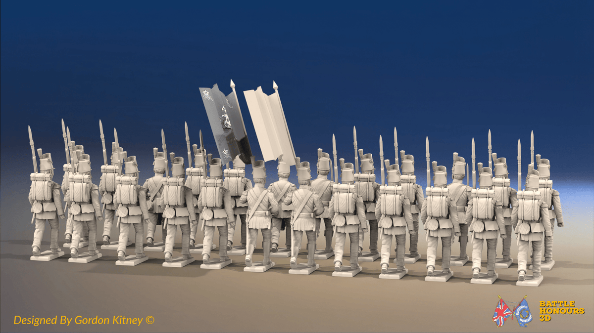 Napoleonic Portuguese Line Infantry Battalion March Attack - Belgic Shako - 24 figures, rear view