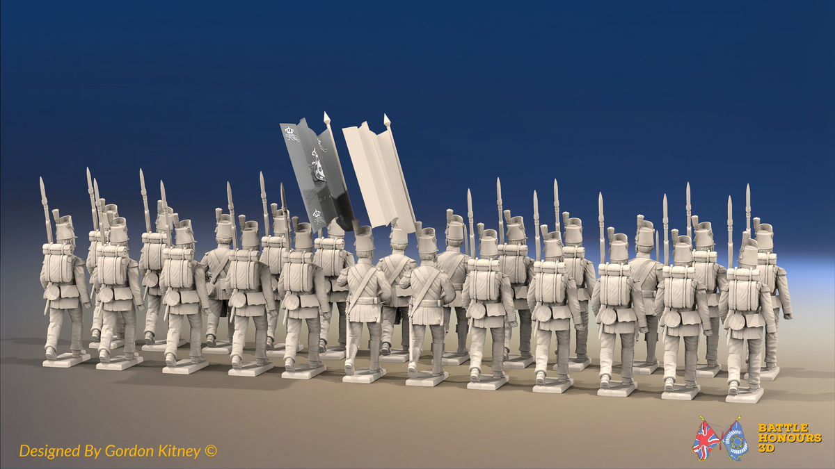 Napoleonic Portuguese Line Infantry Battalion March Attack - Belgic Shako - 24 figures, rear view