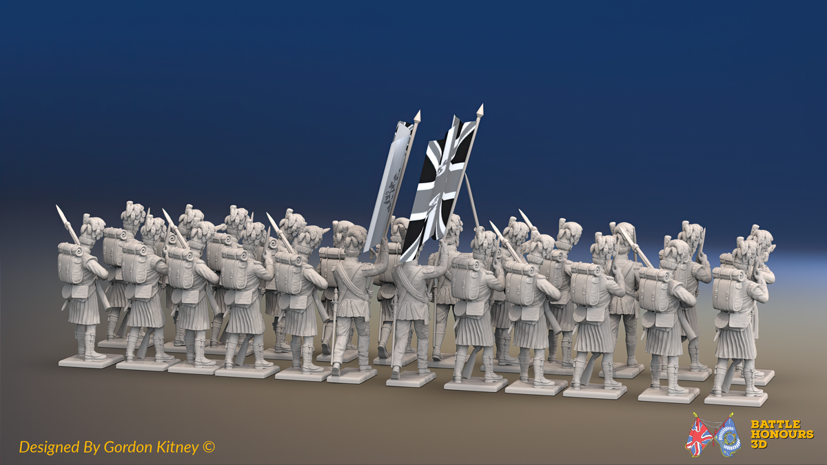 Napoleonic Scottish Highland Battalion Firing Line - Kilts - 24 figures, rear view
