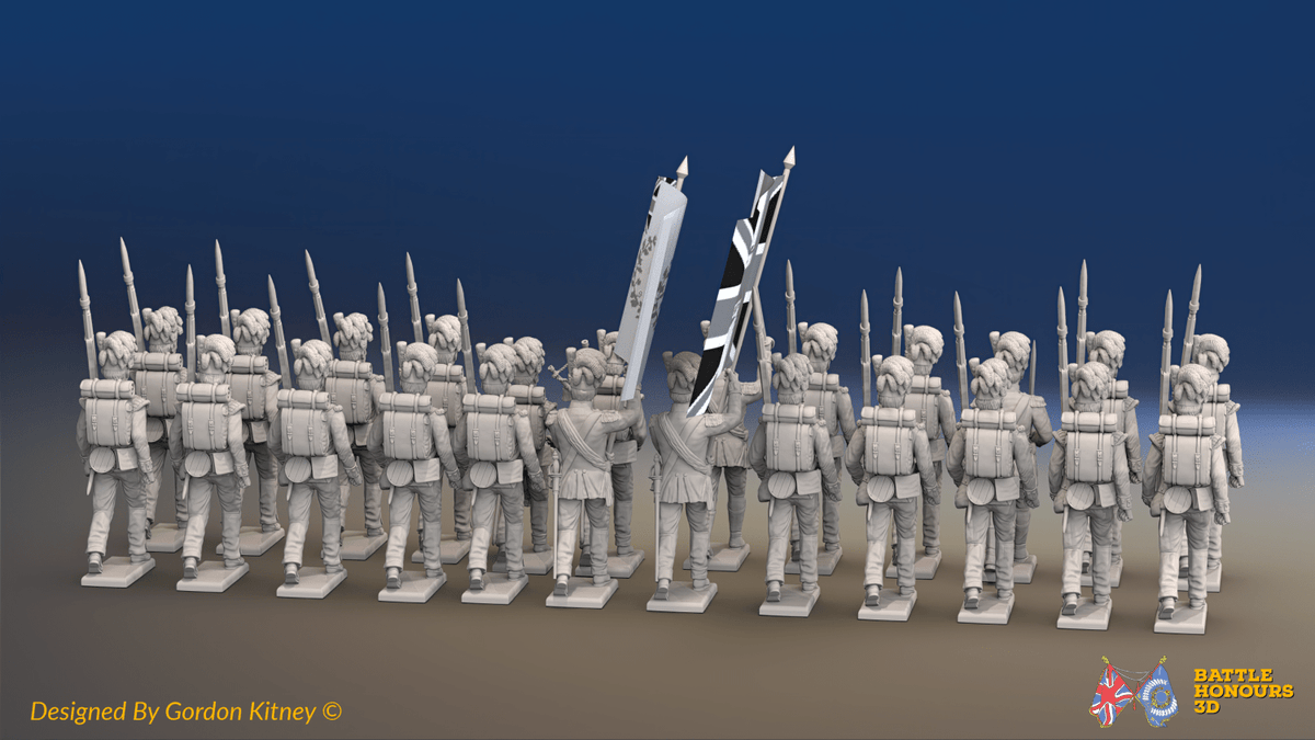 Napoleonic Scottish Highland Battalion March Attack - Trousers - 24 figures, rear view