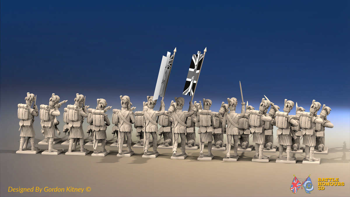Napoleonic Scottish Battalion Firing Line - 24 figures, rear view
