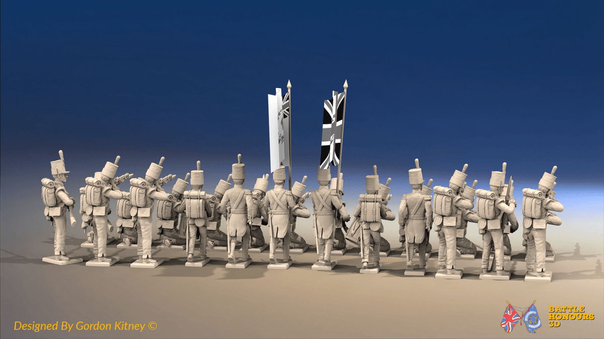 Napoleonic British Light Infantry Battalion Firing Line - Stovepipe Shako - 24 figures, rear view