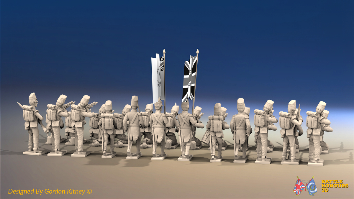 Napoleonic British Line Infantry Battalion Firing Line - Covered Belgic Shako - 24 figures, rear view