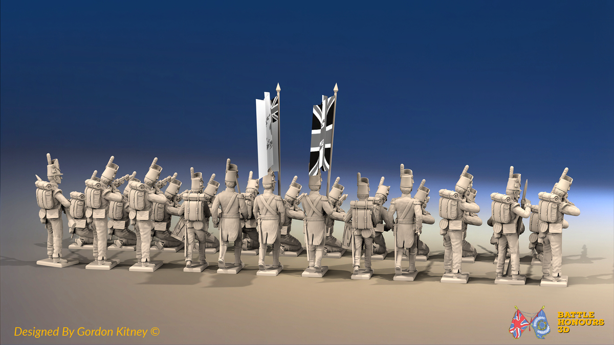 Napoleonic British Line Infantry Battalion Firing Line - Belgic Shako - 24 figures, rear view