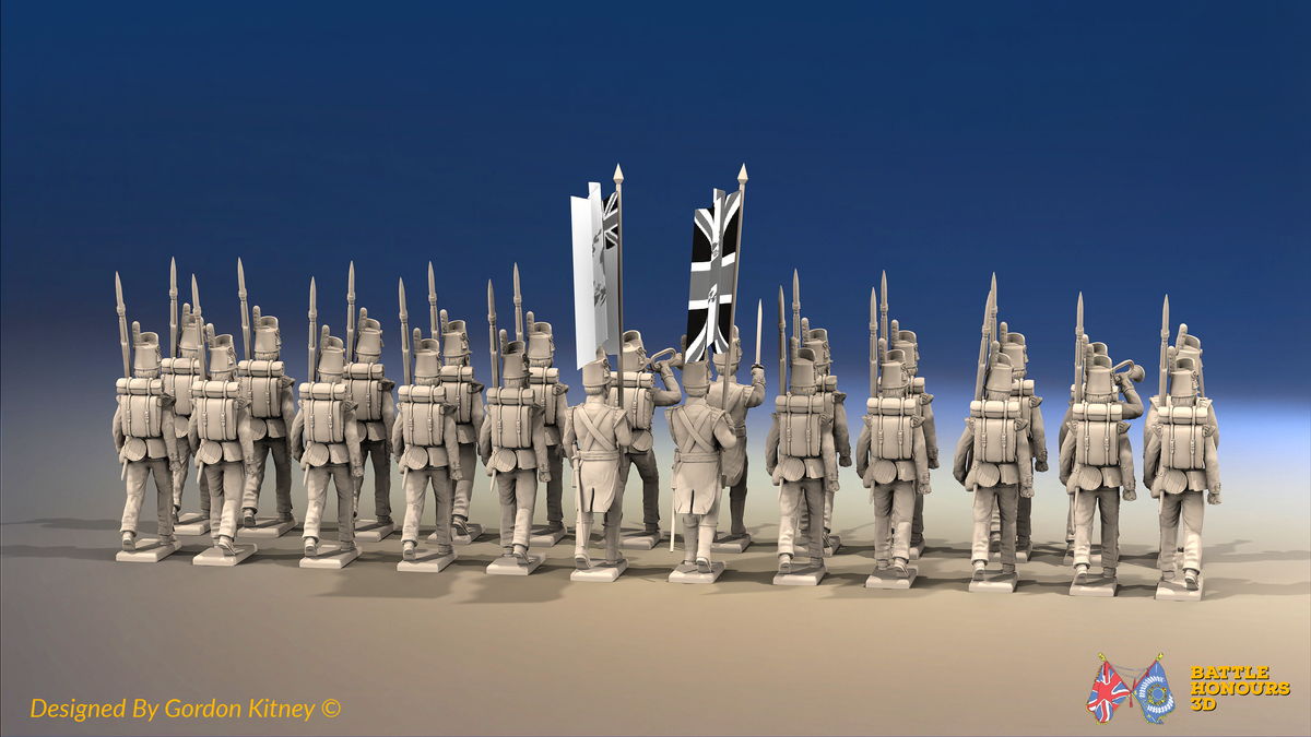 Napoleonic British Light Infantry Battalion March Attack - Belgic Shako - 24 figures, rear view