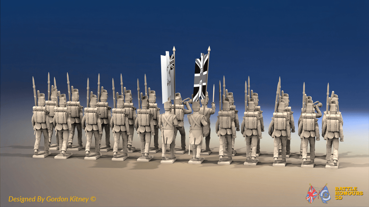 Napoleonic British Light Infantry Battalion March Attack - Belgic Shako - 24 figures, rear view