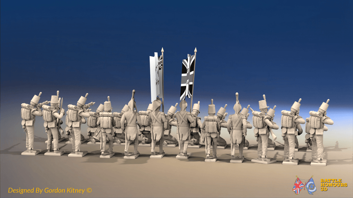 Napoleonic British Light Infantry Battalion Firing Line - Shako - 24 figures, rear view