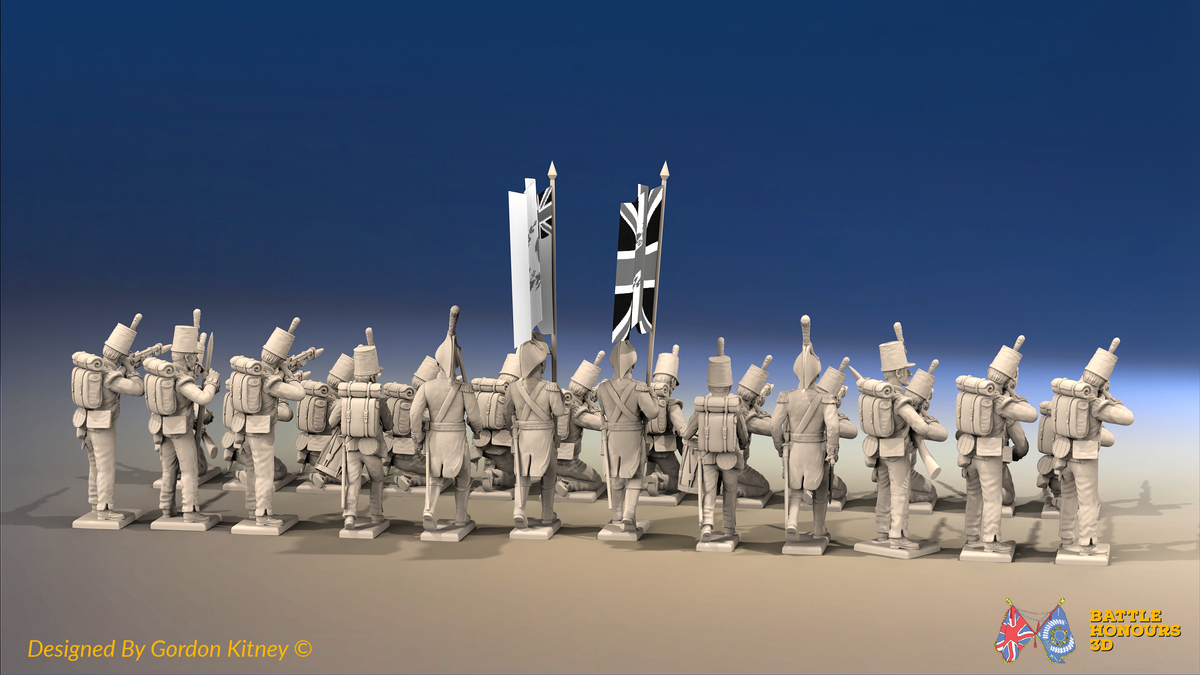 Napoleonic British Light Infantry Battalion Firing Line - Shako - 24 figures, rear view