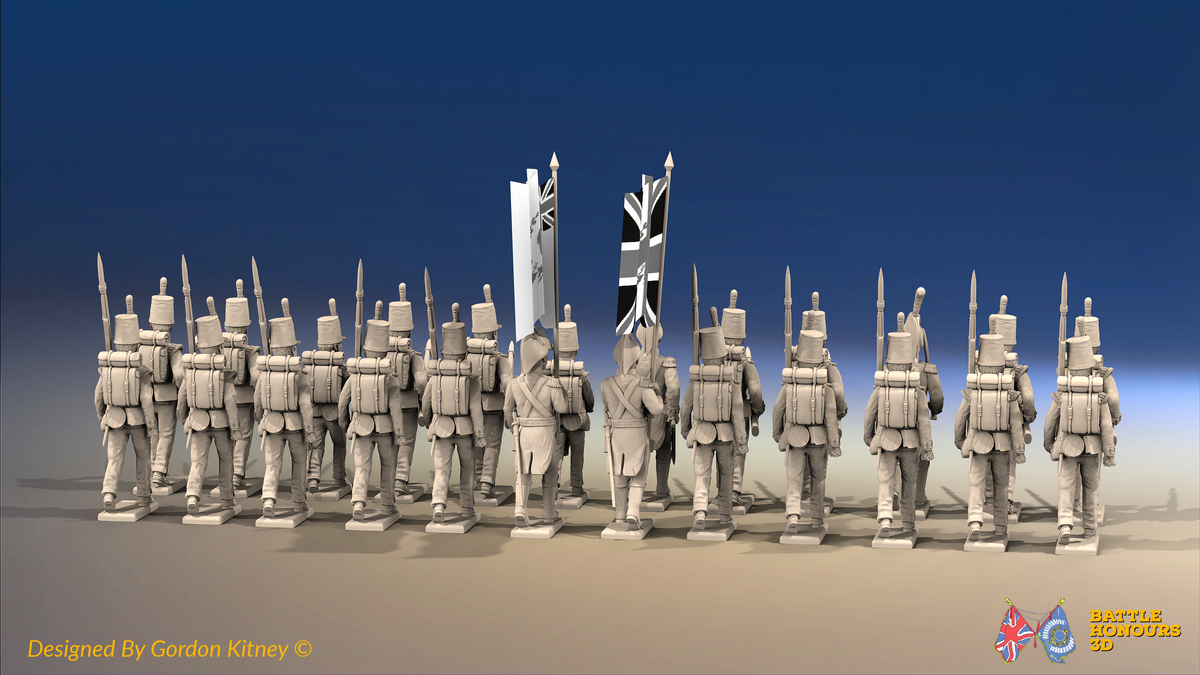Napoleonic British Line Infantry Battalion Advancing - Shako - 24 figures, rear view