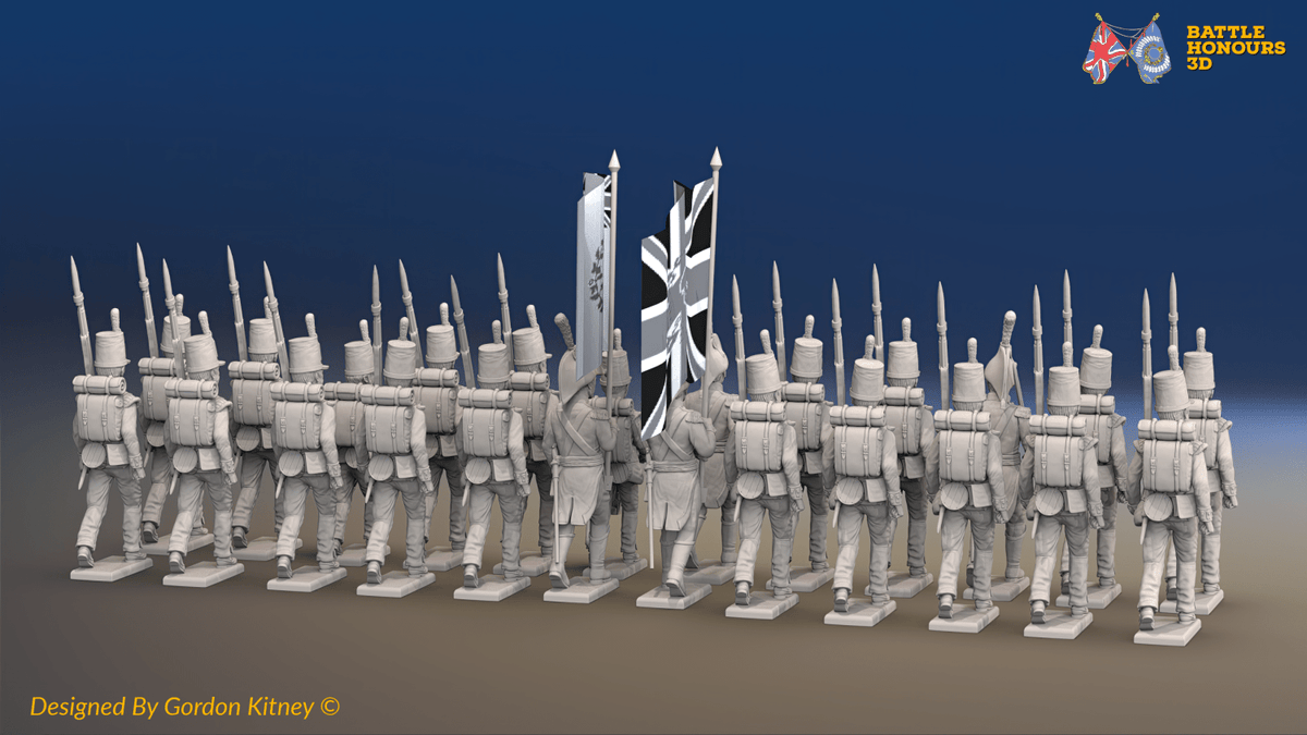 Napoleonic British Line Infantry Battalion March Attack - Shako - 24 figures, rear view
