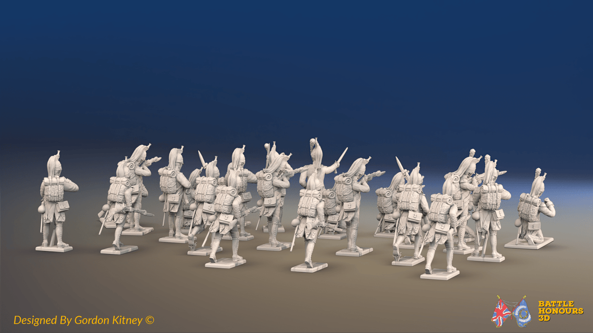 Napoleonic French Foot Dragoons Battalion Skirmishing - Plumed Helmet, Gaiters - 24 figures, rear view