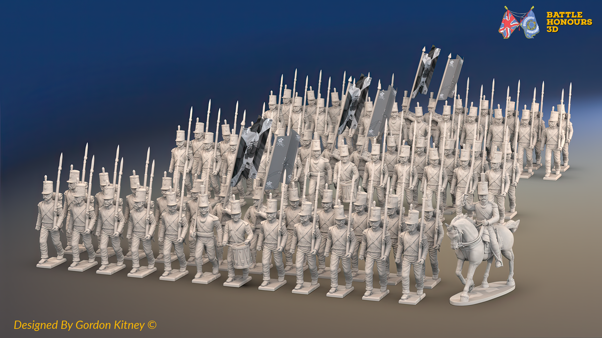 Napoleonic Portuguese Line Infantry Brigade March Attack - 72 infantry and mounted commander, front view