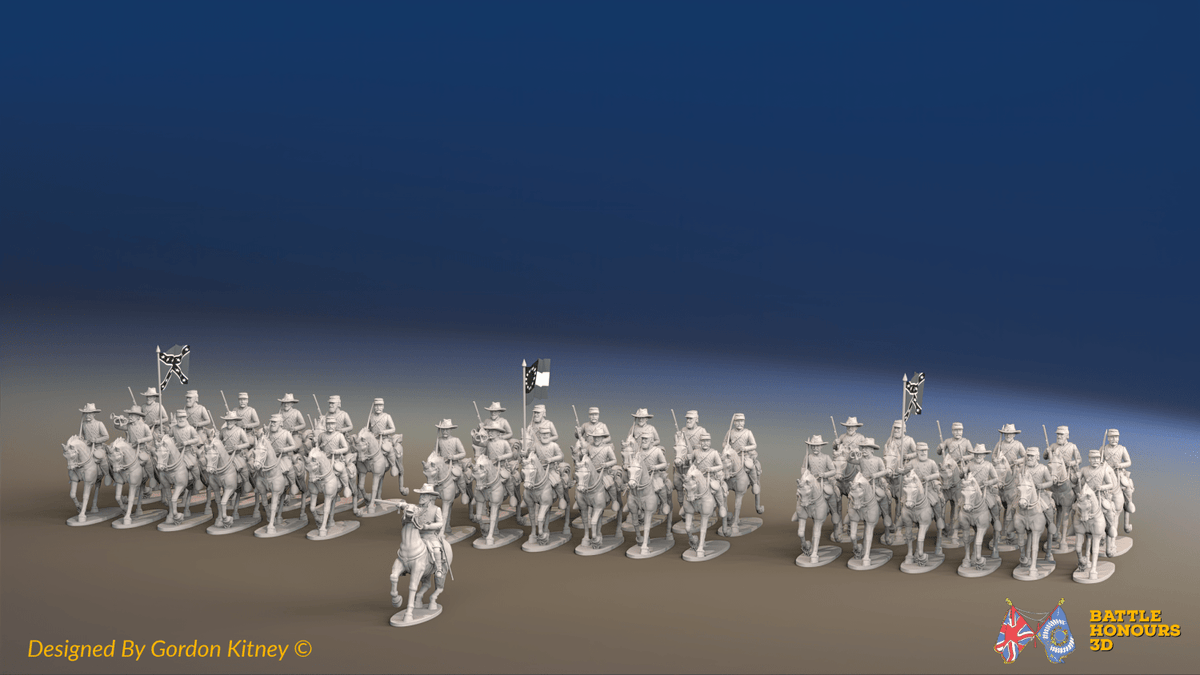 ACW Confederate Cavalry Brigade - Trotting - 37 mounted figures, front view