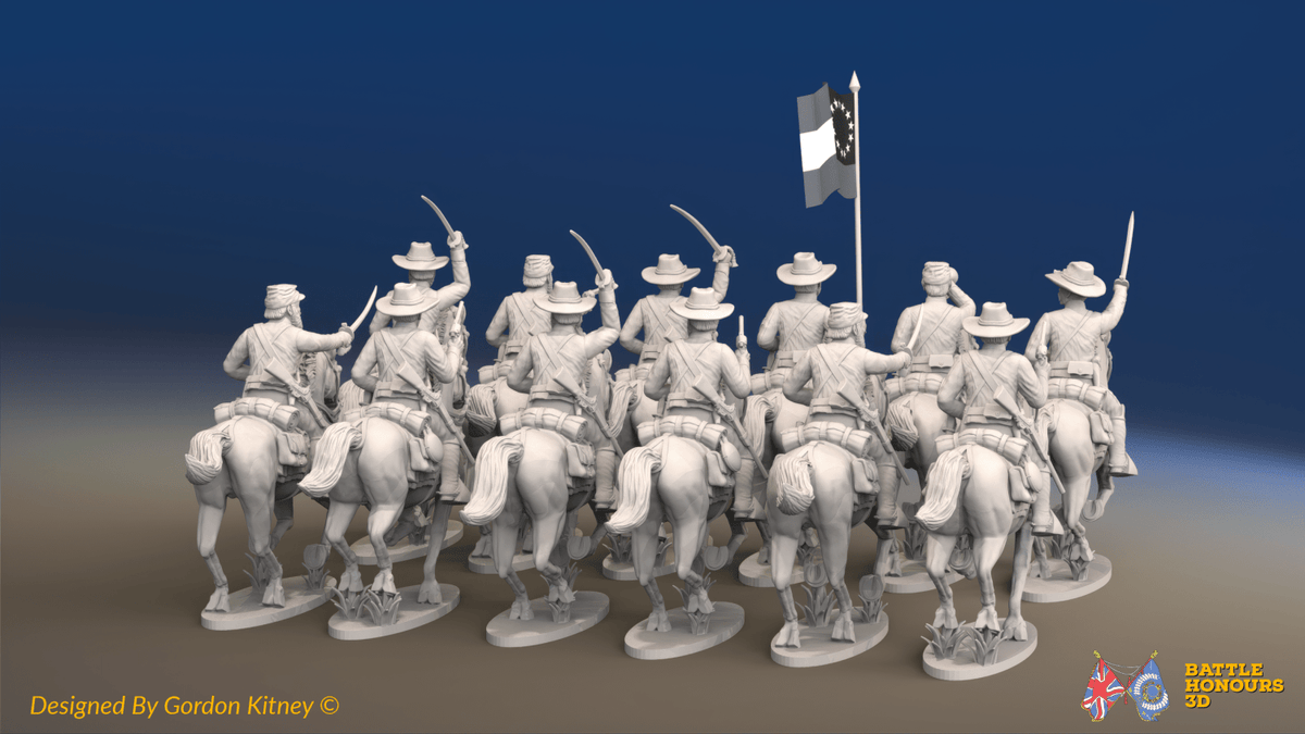 ACW Confederate Cavalry Regiment - Galloping - 12 mounted figures, rear view