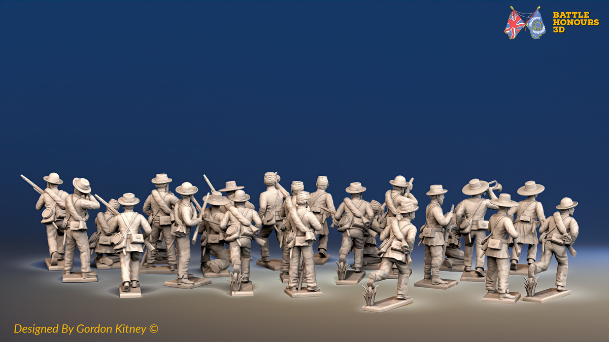 ACW Confederate Infantry Battalion Skirmishing - 24 Figures, rear view