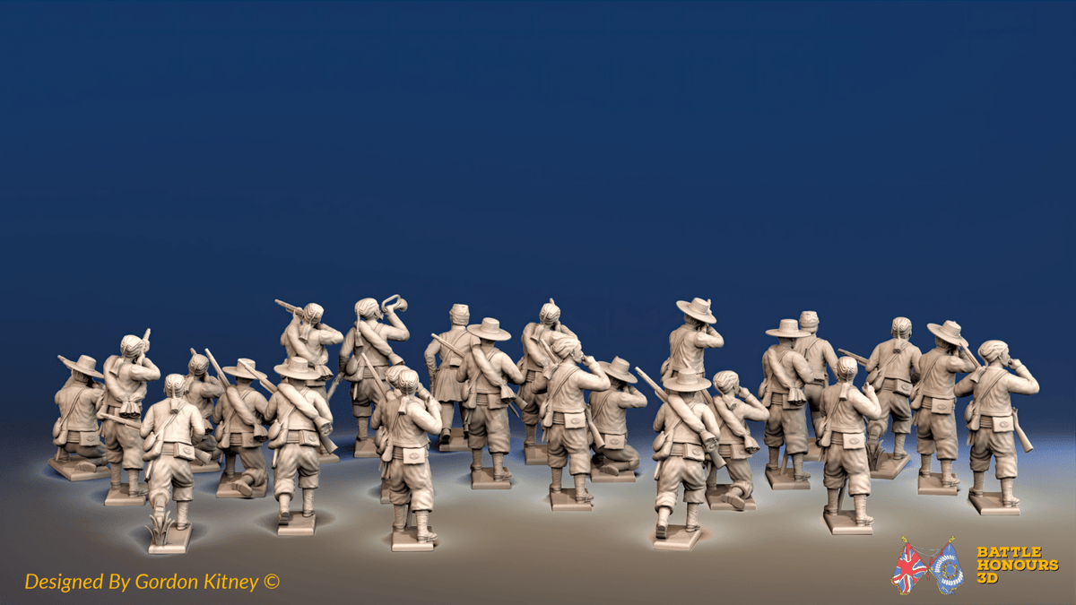 ACW Confederate Zouave Battalion Skirmishing - 24 Figures, rear view