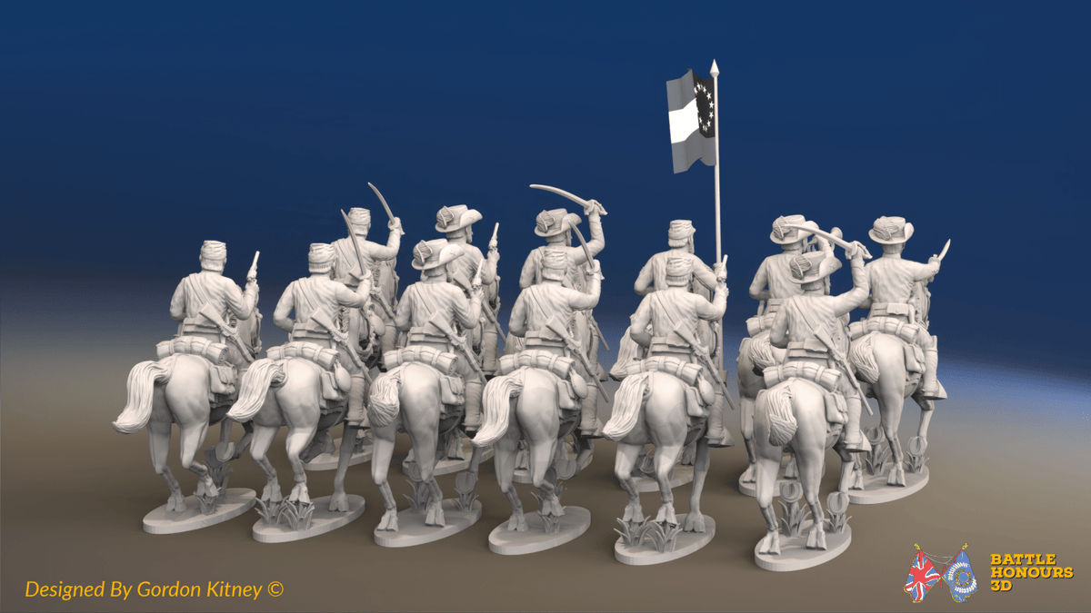 ACW Confederate Virginia Cavalry Regiment - Galloping - 12 mounted figures, rear view