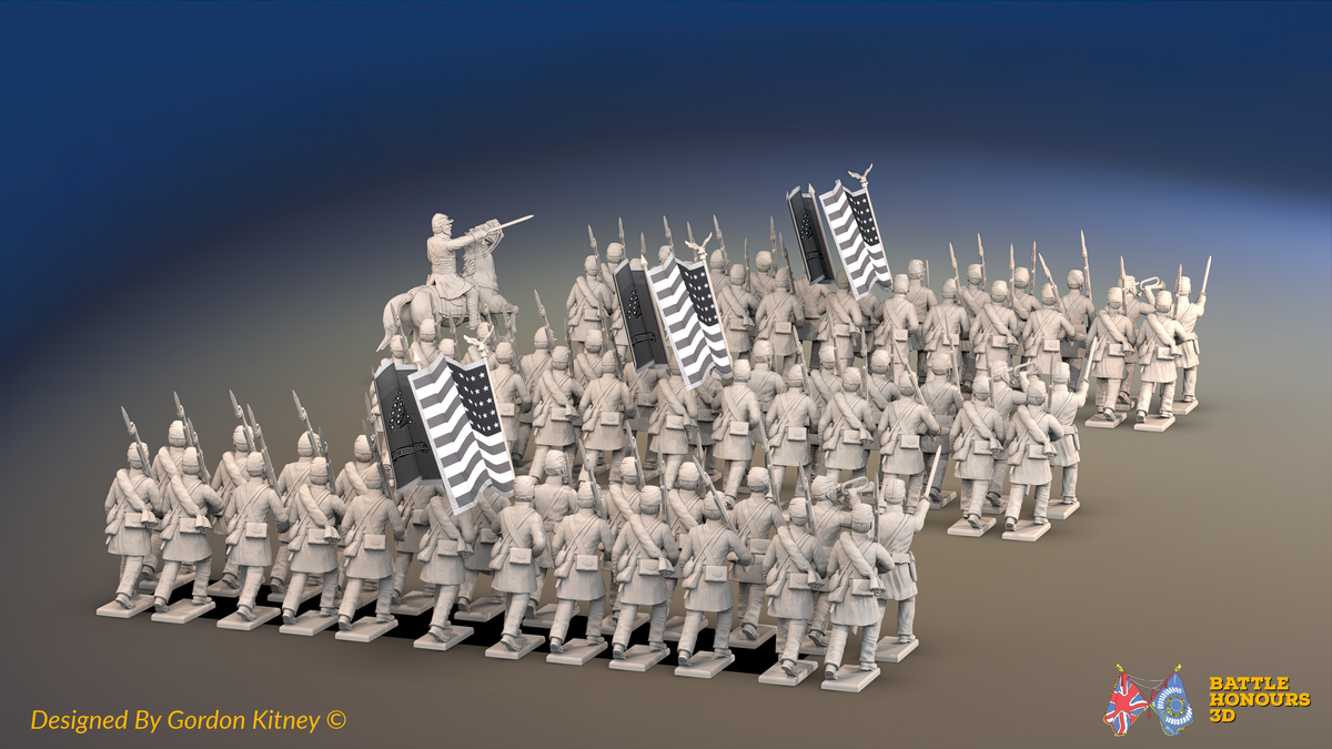 ACW Union Infantry Brigade - Frock Coats and Forage Caps, Marching - 72 infantry and mounted commander, rear view