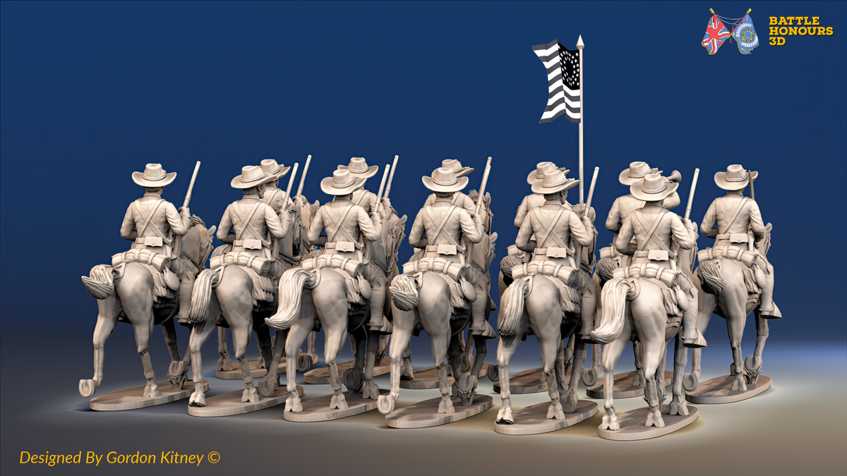 ACW Union Cavalry Regiment - Sack Coats, Trotting with Carbines - 12 mounted figures, rear view