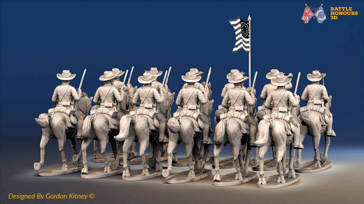 ACW Union Cavalry Regiment - Sack Coats, Trotting with Carbines - 12 mounted figures, rear view