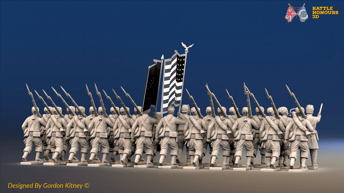 ACW Union Zouave Battalion at Right Shoulder Shift, Fez - 24 Figures, rear view