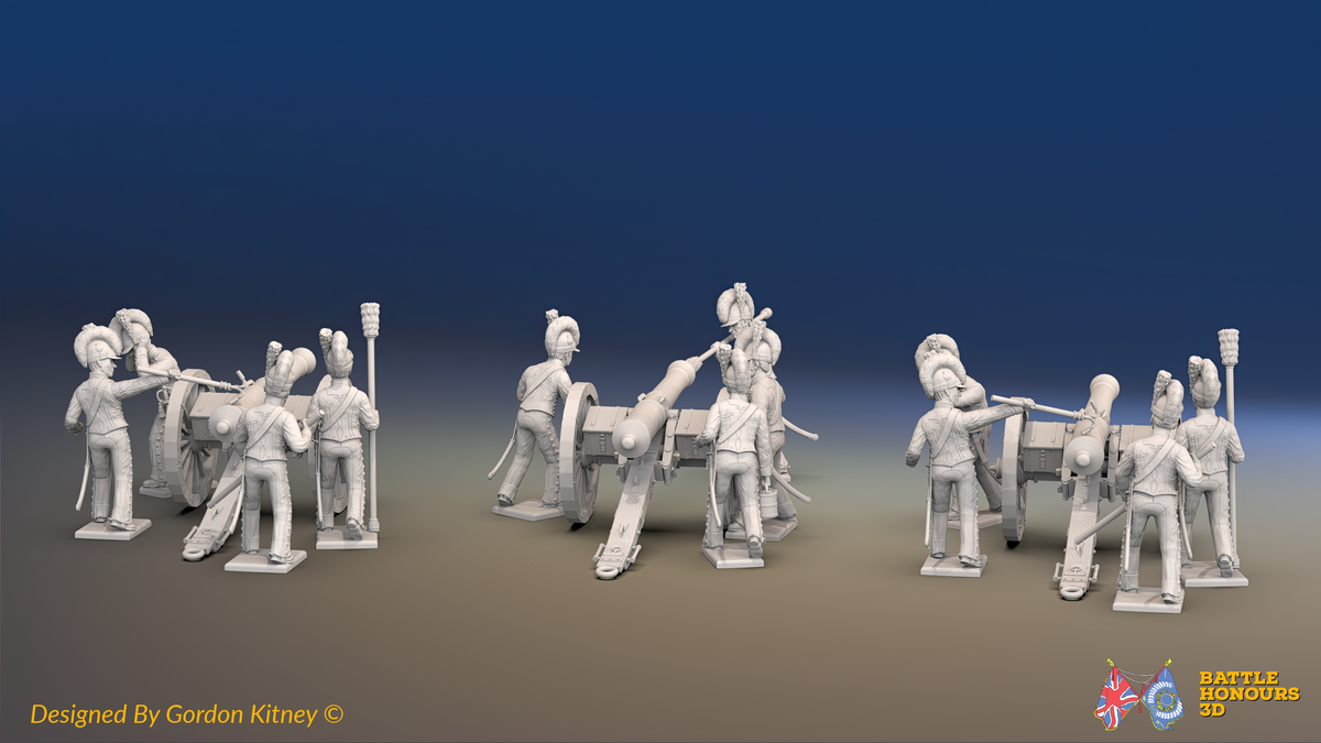 Napoleonic British Royal Horse Artillery Battery - 3 guns and 12 figures, rear view