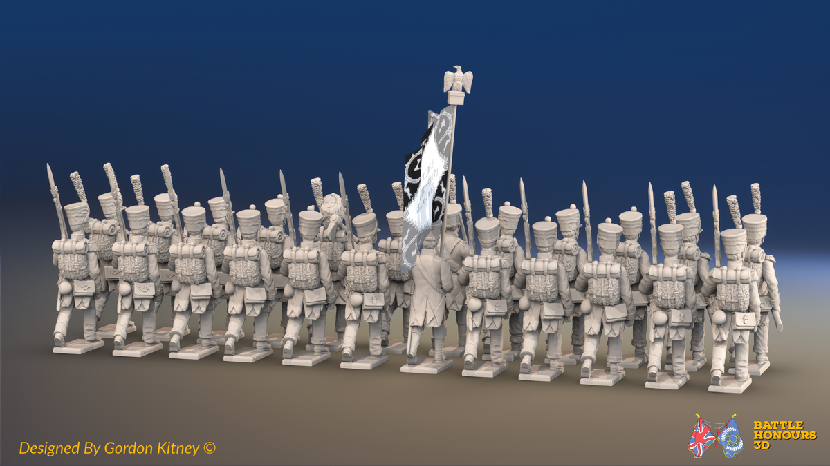 Napoleonic French Line Infantry Battalion Advancing - Jackets and Shakos - 24 figures, rear view