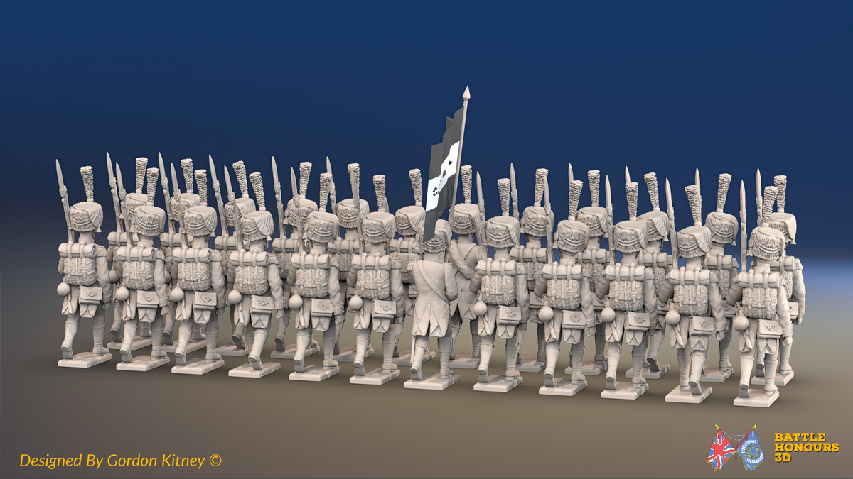 Napoleonic French Elite Light Infantry Battalion March Attack - Colpacks, Jackets and Boots - 24 figures, rear view