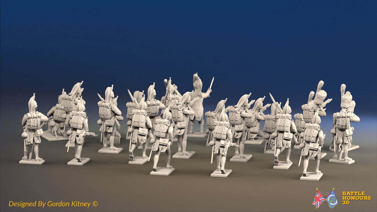 Napoleonic French Foot Dragoon Battalion Skirmishing - Gaiters and Bearskin Elite Troops - 24 figures, rear view