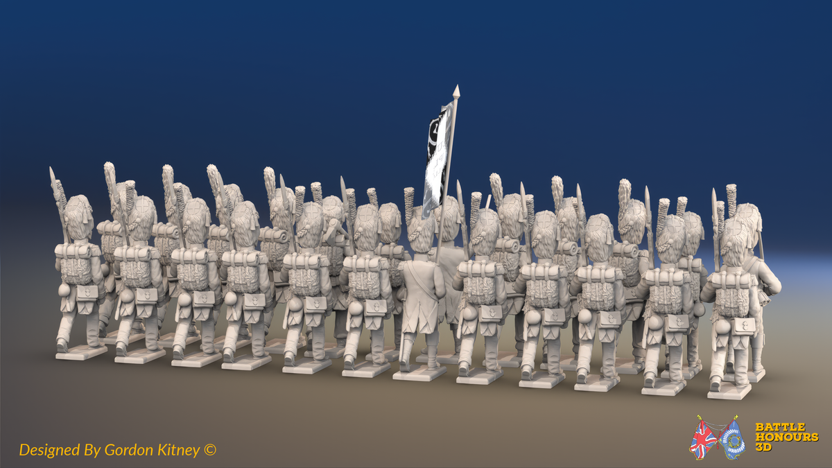 Napoleonic French Grenadier Battalion Advancing - Bearskins and Jackets - 24 figures, rear view
